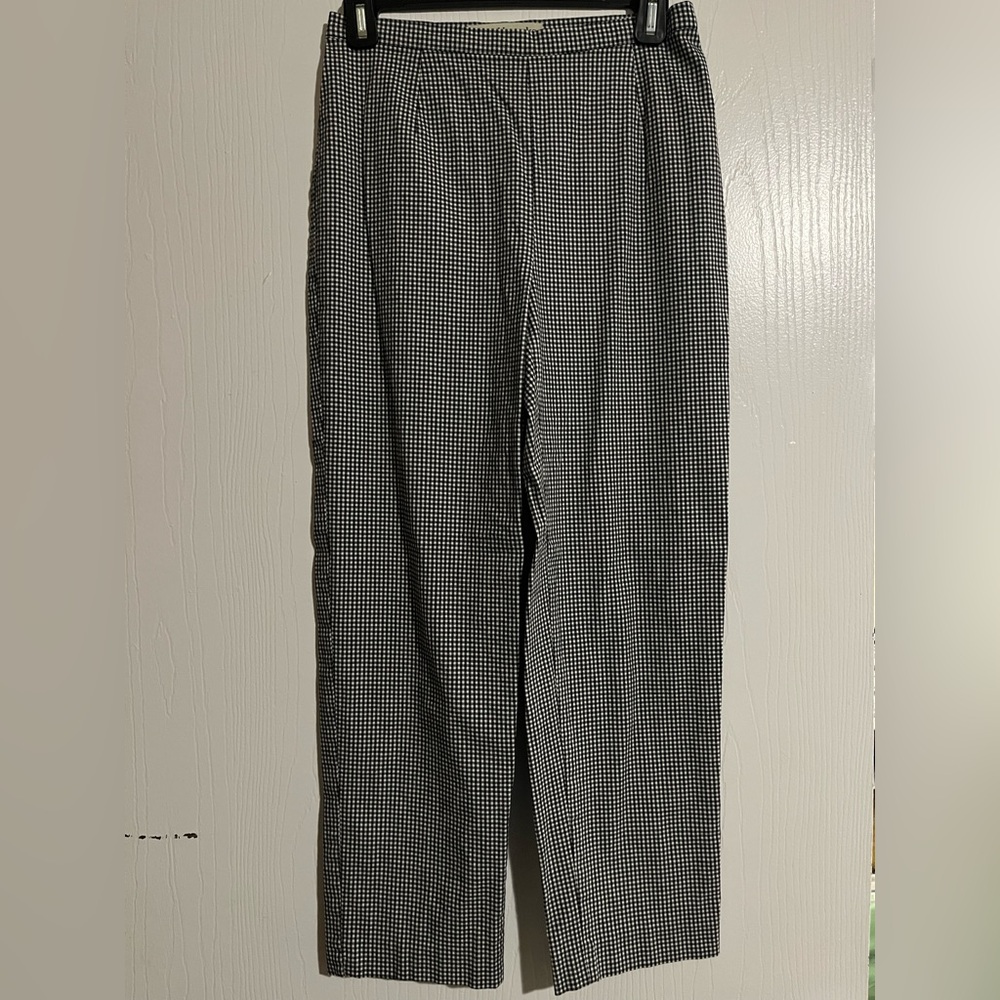 David Brooks Checkered Black and White Pants